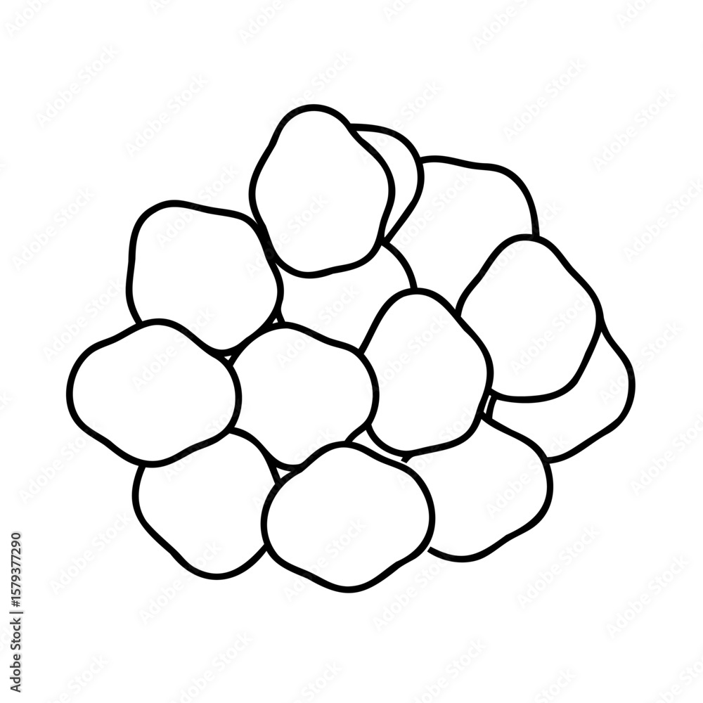 Poster outline a cluster irregular-shaped objects on a shapes abstract