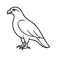 Outline a falcon bird in profile with detailed feathers talons on graphic drawing