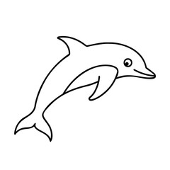 Obraz premium Outline a leaping dolphin with fins tail on a animal marine