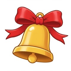 Gold Bell with Red Bow Illustration