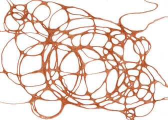 Sketch of abstract painting. Brown lines and circles on white in neurographics. Suitable for background design.