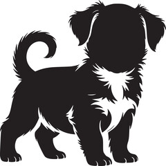 Cute puppy dog black and white silhouette vector illustration pet animal design graphic art image drawing
