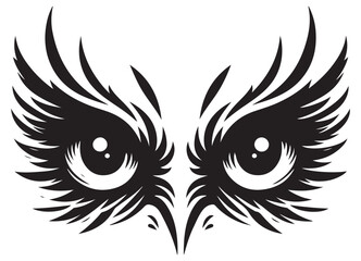 Obraz premium Intense Owl Eyes Silhouette Illustration for Mystic Designs