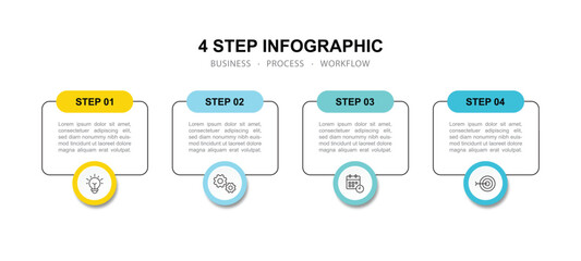  Modern business 4 step process infographic timeline.