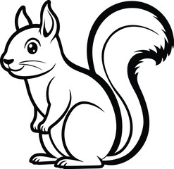 Cute Squirrel outlined vector on white background