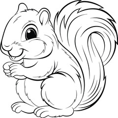 Detailed Line Art of a Squirrel Illustration on  transparent background