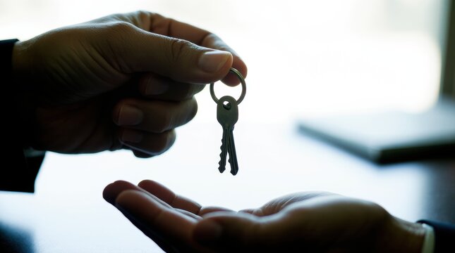 Office keys being handed over during a business meeting