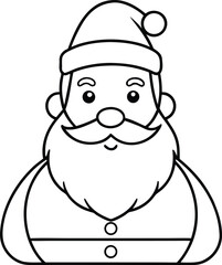 Santa Claus Line Art Vector on white