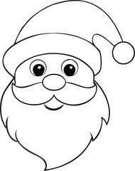 Santa Claus Face Coloring Page Vector icon
