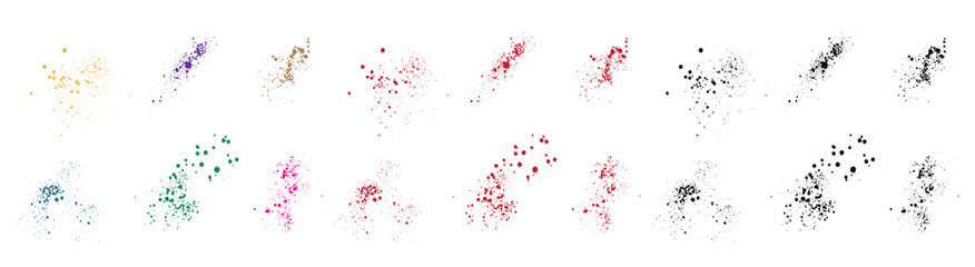 Collection of dripping paint ink vector orange, green, purple, wheat, and black brush stroke spray red blood illustration background design