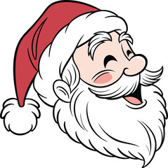 Laughing Santa Claus Face Vector on transparent background. , santa logo, sticker design, t shirt design