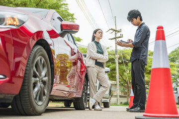 Car accident crash, Car accident protection, Claim collision, Auto emergency. Crashed car claim...
