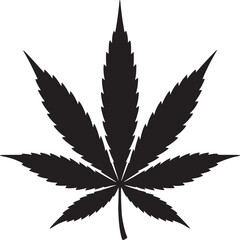 Black and white cannabis leaf vector illustration for medical marijuana and cbd oil products design use