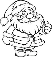 Santa Claus Thumbs Up Coloring Page Vector

