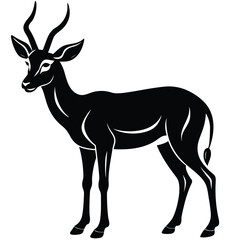 Obraz premium Elegant Black Silhouette of Standing Antelope