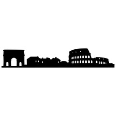 Rome skyline silhouette with colosseum and roman arch, minimalist vector illustration