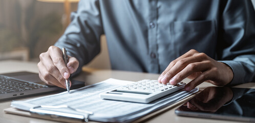 Financial business analysis. Account management. Accounting finance calculator. Accountant analysis...