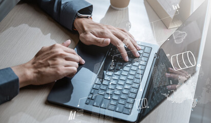 Cloud computing technology. Cloud database connect. Data server storage management. Data cloud...