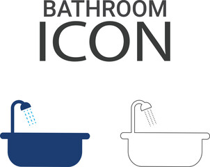 Bathroom Line art icon. A collection of kitchen, bedroom, bathroom, and more. Vector illustration. Easily changes to any color.
