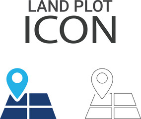 Land plot Line art icon. A collection of kitchen, bedroom, bathroom, and more. Vector illustration. Easily changes to any color.