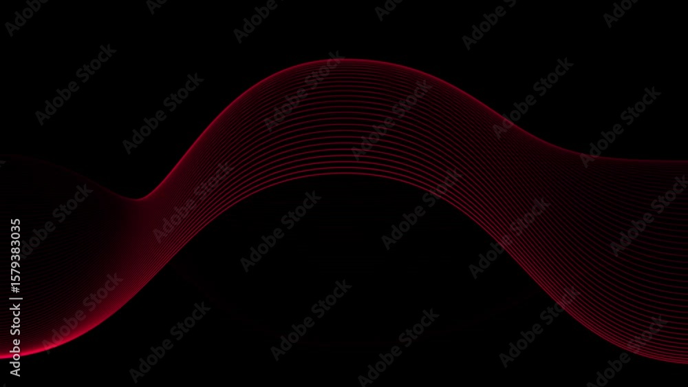 Poster abstract red wave: dynamic line art on black background - modern visual design