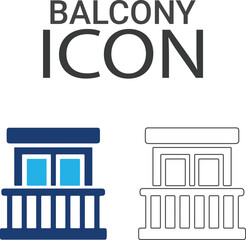 Balcony Line art icon. A collection of kitchen, bedroom, bathroom, and more. Vector illustration. Easily changes to any color.