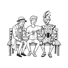 Past Present Future Dialogue Doodle Illustration