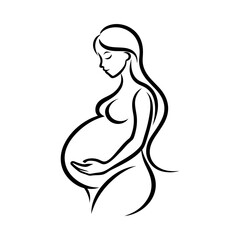 pregnant woman abstract icon a delicate abstract vector art