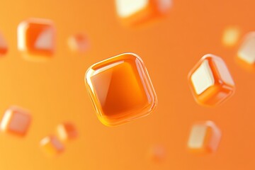 Floating Translucent Orange Cubes on a Matching Backdrop Create a Vibrant Modern Abstract