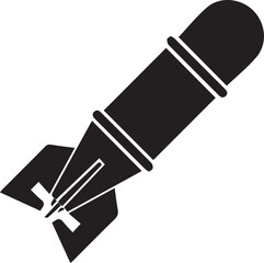 Black bomb projectile with fins and bands weapon military