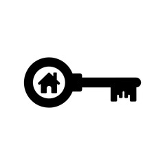 Key to Homeownership: A classic silhouette of a key with a house emblem at its center, offering a visual representation of real estate ownership, symbolizing security, and dreams.