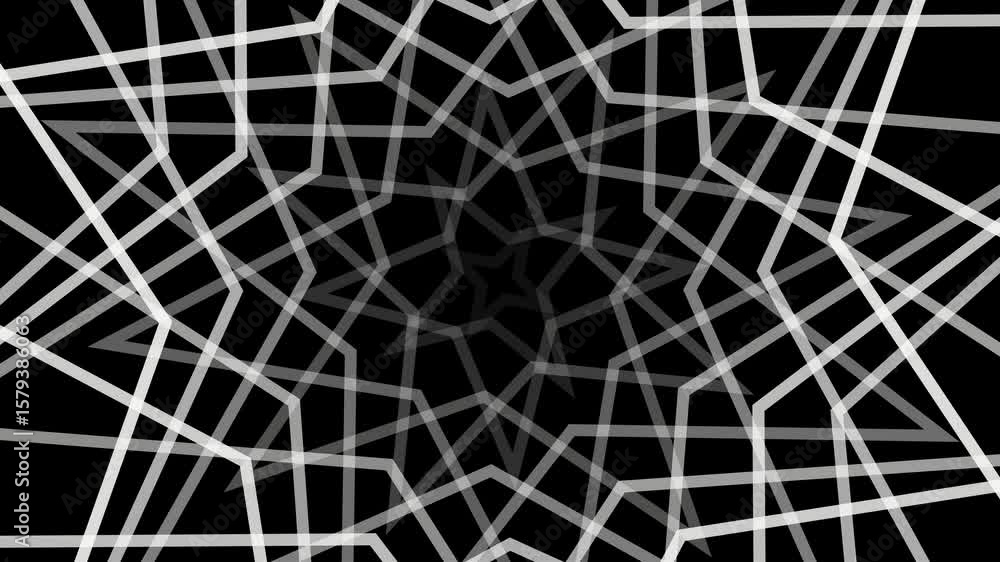 Poster abstract starburst: white lines on black background - dynamic geometric pattern