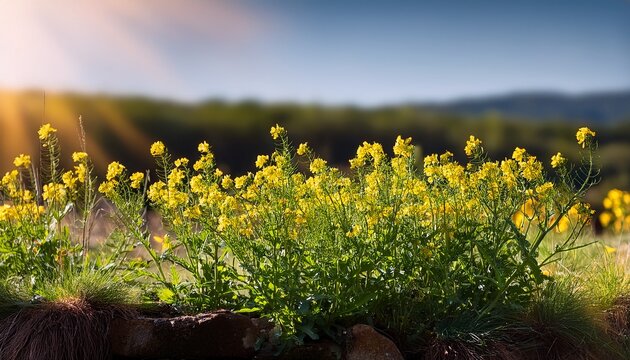 camelina microcarpa brassicaceae wild plant shot in spring