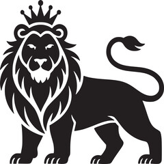 Lion king logo vector illustration black and white animal graphic design template for print and web use