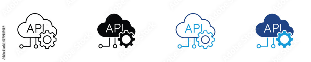 Poster Api cloud icon set , Application Programming Interface vector designs .