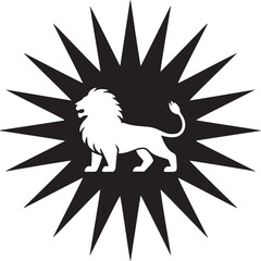 Lion vector graphic black and white design roaring animal starburst background illustration logo icon art
