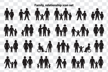 Family and relationship icon set for social media and other uses