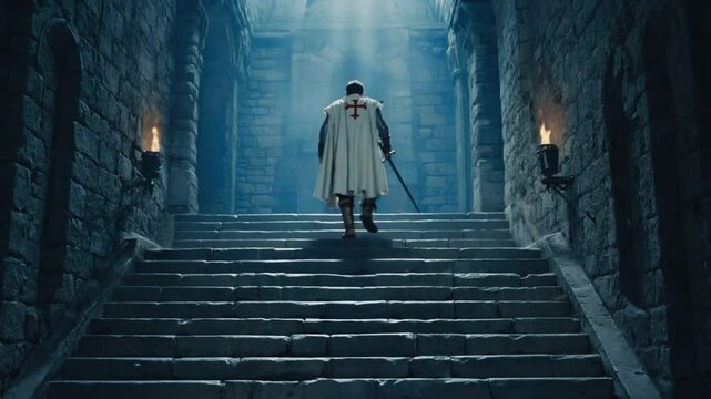 Templar soldier in a castle.