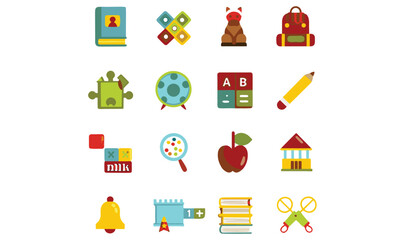 kindergarten line icon set vector