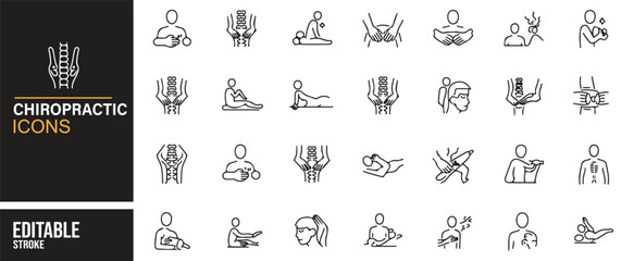 Fototapeta premium Chiropractic Therapy and Wellness Icons for Digital Medical Use