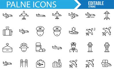 Fototapeta premium Set of transportation and aviation icons for airlines and travel-related content.