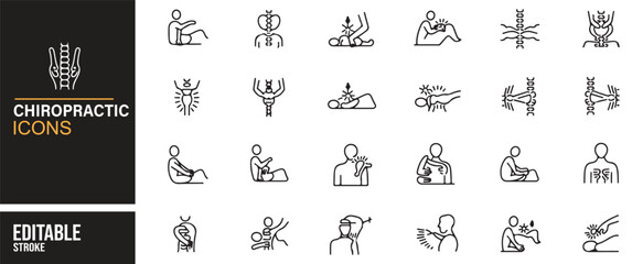 Editable Chiropractic and Wellness Icons for Health Applications