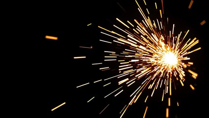 A close-up of glowing sparks against a dark background, capturing the intensity of industrial metalworking.