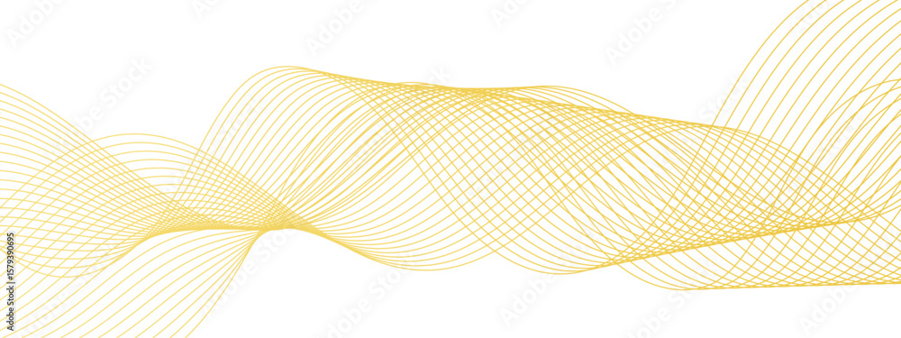 Poster modern abstract wave design with thin, evenly spaced yellow curved flowing lines. smoothly, forming 