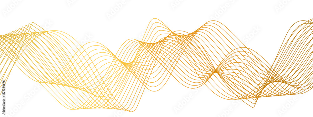Poster modern abstract wave design with thin, evenly spaced yellow curved flowing lines. smoothly, forming 