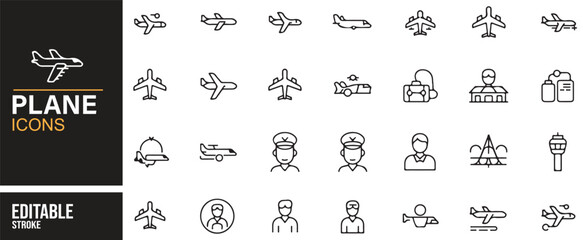 Air Travel Icons for Flight Booking and Baggage Management Applications