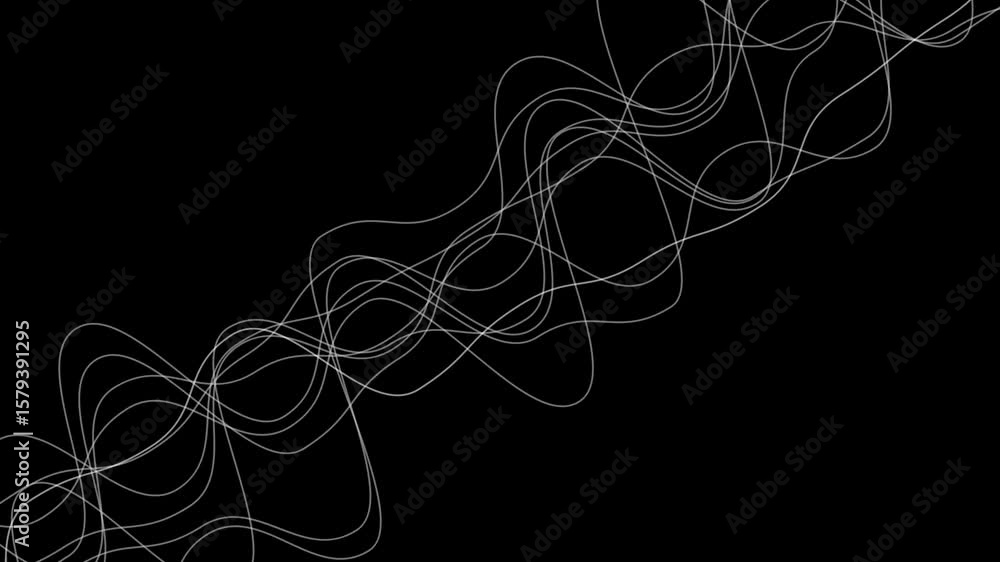 Poster abstract white lines flowing on black background - dynamic motion graphics