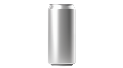 Shiny beverage container presents a clean, modern design ideal for product mockups and showcasing canned drinks on a transparent background.