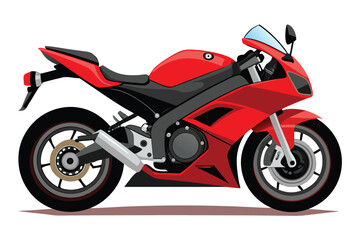 Red sport motorcycle isolated on white background