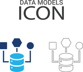 Data models, Line art icons, such as benchmark, machine learning, data modeling, and more. Vector illustration. Easily changes to any color.